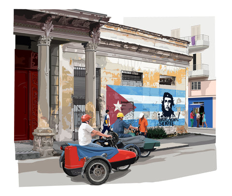 Havana,street with images of Ché