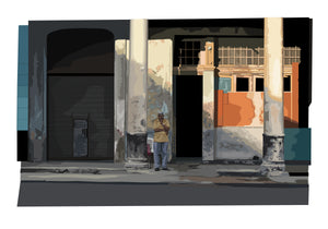 Havana limited edition Giclée art print, man in thought on street,