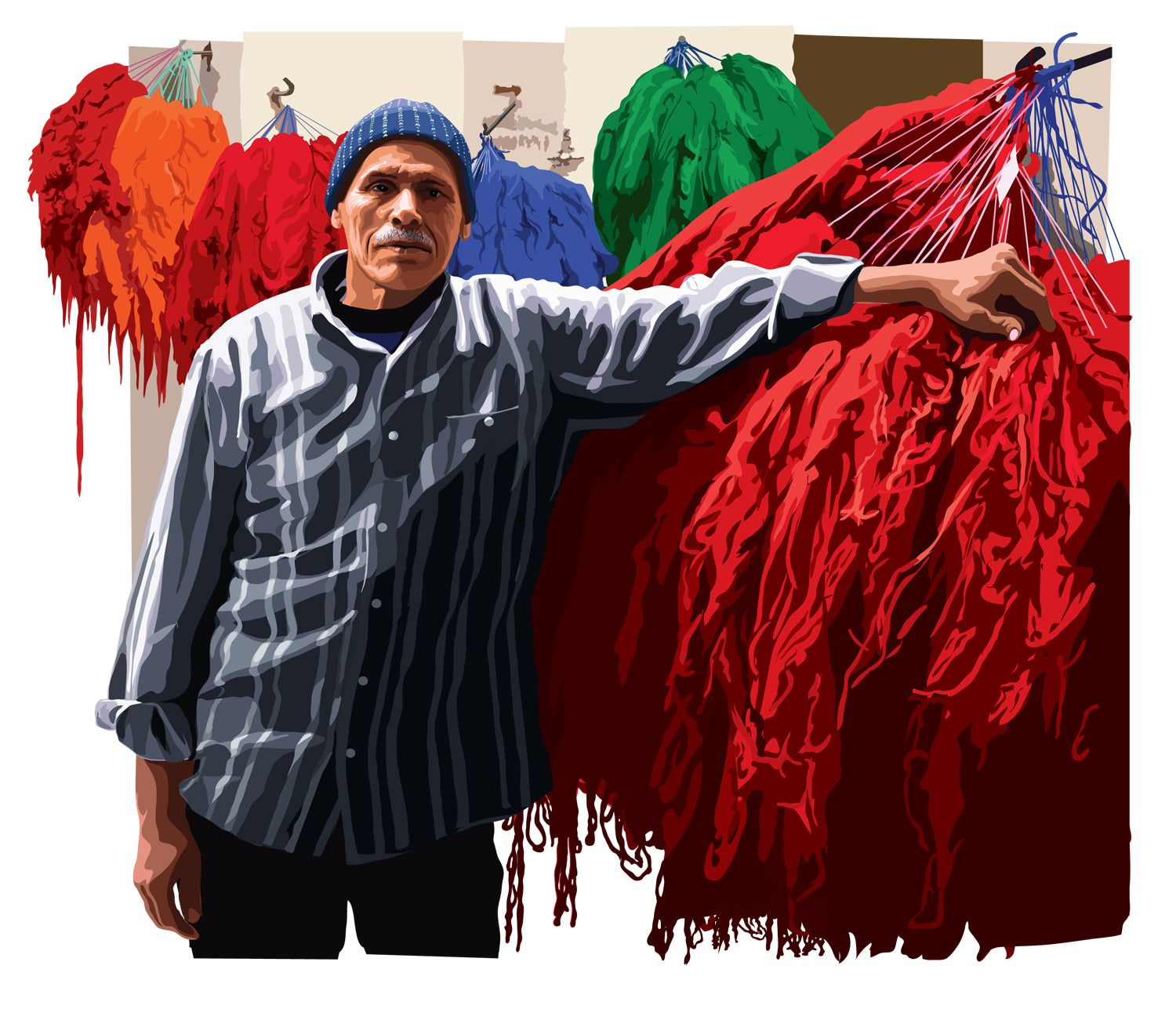 Portrait of a wool dyer in Marrakesh